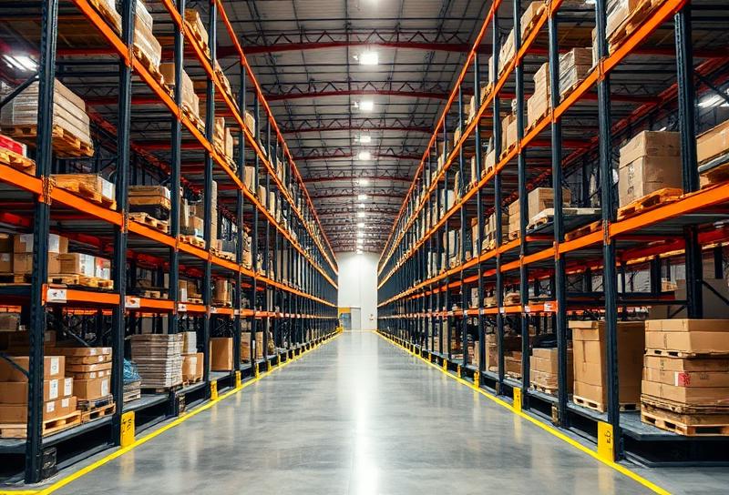 NAWL push-back pallet racking with nested carts on inclined rails, multi-deep LIFO storage with selective single-aisle access